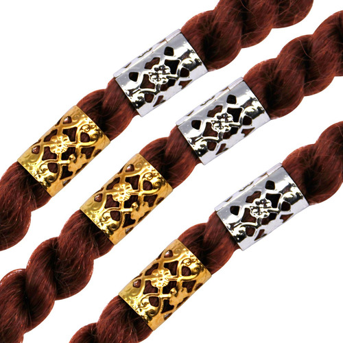 2 X 100 Piezas Dread Lock Dreadlocks Cuentas De Trenzado Oro