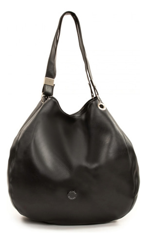 Bolsa hobo Tropea Castello design liso  preta alças de cor preto