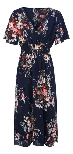 Vestido Casual De Talla Grande Con Estampado Floral Con Esta