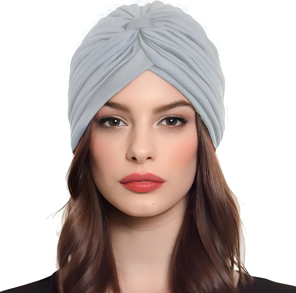 Turbante Feminino Fechado Touca Faixa Cores Preto Elegante Cor Branco