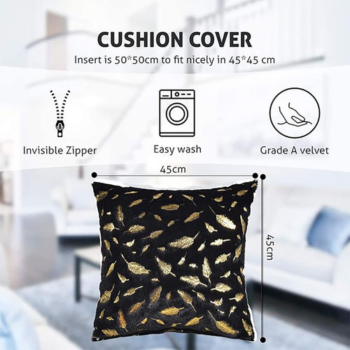 Funda De Almohada Cuadrada Decorativa De 2 Piezas 45 X 45 Cm Nego