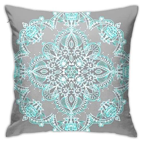 Funda De Almohada Mandala De Encaje Teal Y Aqua Sobre G...