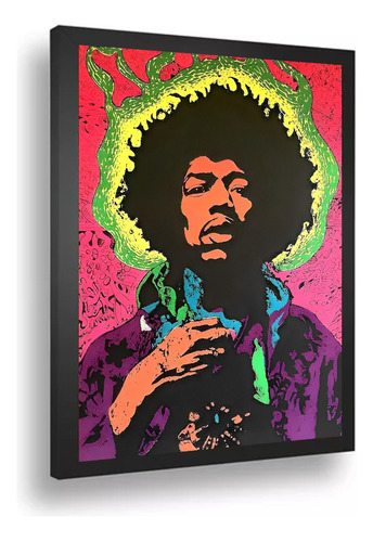 Quadro Decorativo Jimi Hendrix Poster Moldurado 42x30cm