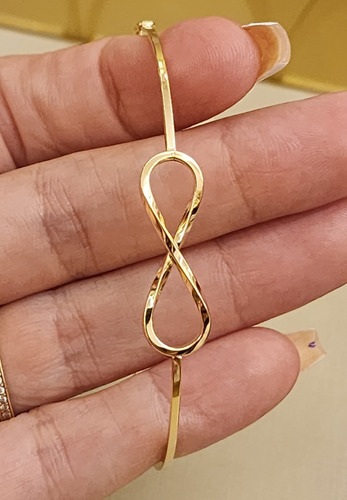 Bracelete Com Infinito (forma Quadrada - M) 19cm - Ouro 18k