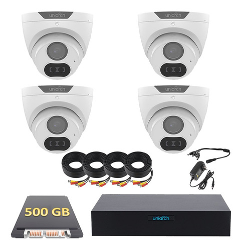 Uniarch Kit Video Vigilancia 4 Cámaras Microfono Disco 500gb
