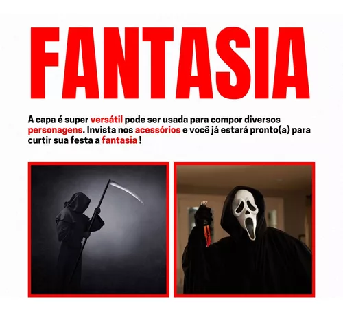 Kit Mascara V E Capa Fantasia Adulto Halloween Com Capuz