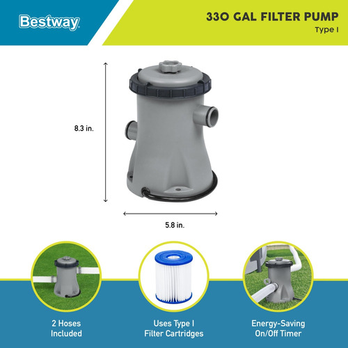 Bomba Filtro De Agua 1249 L P/ Piscina C/ Mangueras Bestway