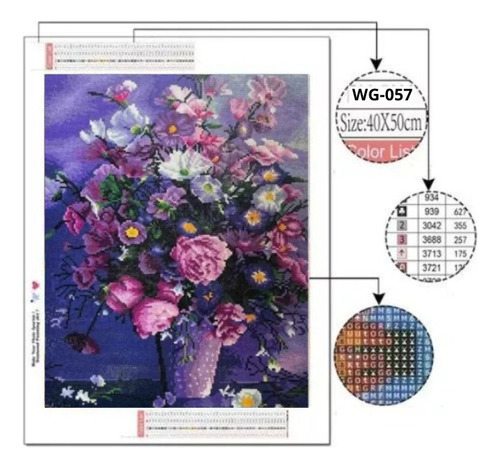 A Pintura Diamante 5d Diy 40x50 Maceta Púrpura Wg
