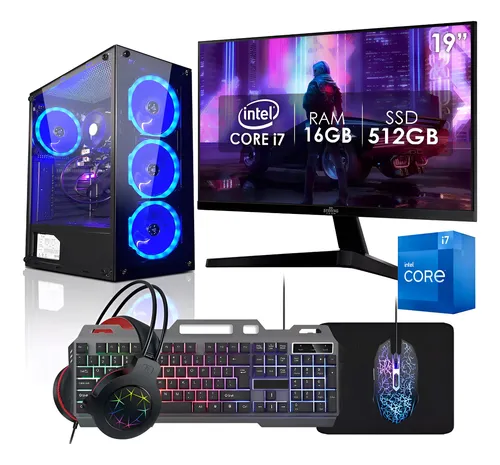 Pc Gamer Completo Intel I7 16gb Ssd 512gb Mon 19 Strong Tech