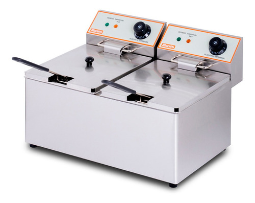 Freidora Eléctrica Doble Moretti 16 Lts Fryer 8+8 Acero Inox