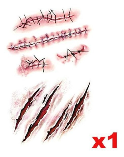 Pegatina Tatuaje Temporal, Mxthl-006, 1pza, 10x6cm, Herida, 