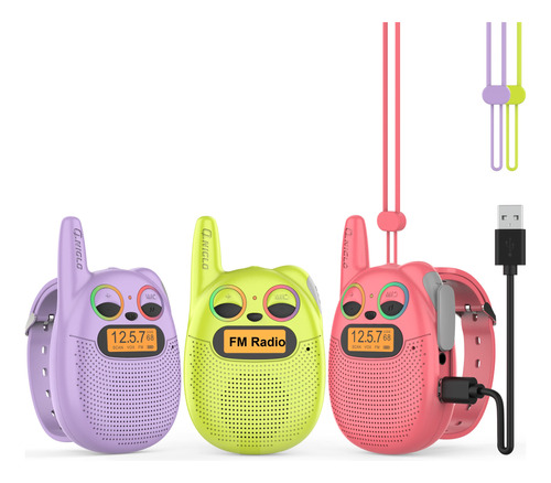 Qniglo Walkie Talkies Para Ninos, Paquete De 3 Recargables,