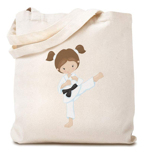 Bolso Compra Reutilizable Encargo Lona Karate Girl Pose 3