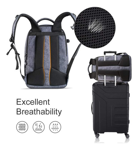 Mochila K&f Concept Camaras Dslr, 11x5.5x16.9/gris