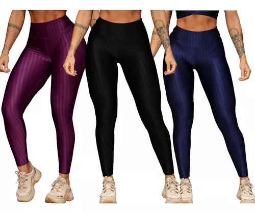 Calça Legging 3d Fitness Cirrê Cintura Alta Atacado Kit 3und