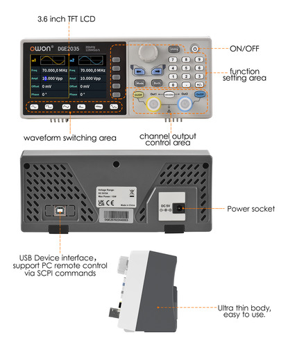Osciloscopio Generador De Canales Dge2035 De 35 Mhz