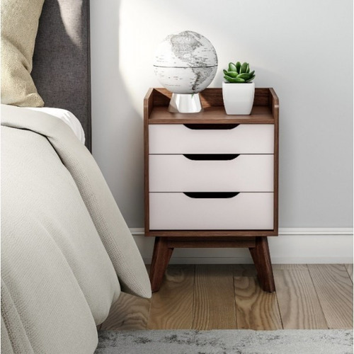Ibis Buro Estilo Moderno Madera De Nogal 3 Cajones Acabado Chapeado Color Marrón Oscuro