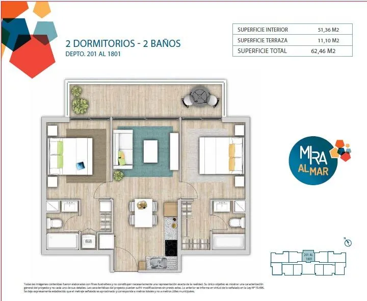 Imagen 2 de 19 de Excelente Inverción Dpto Estilo Mariposa Piso 17