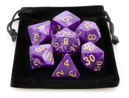 Kit 7 Dados Rpg De Mesa Opaco D&d D4 D6 D8 D10 D10% D12 D20