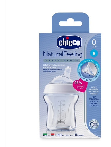 Imagen 8 de 10 de Mamadera De Vidrio 150ml Chicco Naturalfeeling Pure Glass