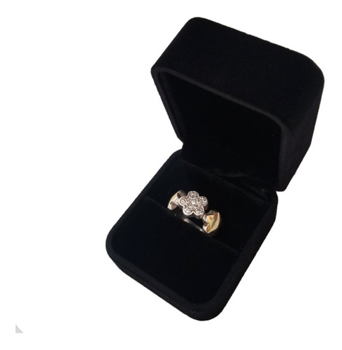 Anillo Para Mujer Flor Circonita Lámina Oro 18k Joya Plata