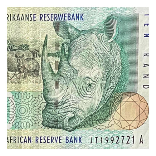 Sudáfrica - 10 Rand - Año 1993 - P #123 - Rinoceronte