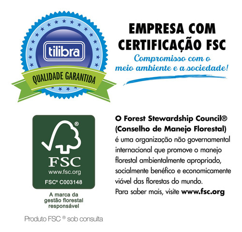 Bloco Desenho Sulfite A4 Branco, 120g, Kit C/4 Bloc Tilibra