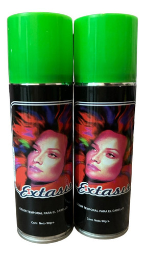  Bote De Pintura Temporal Para Cabello Aerosol Colores 90 Gr Tono Verde Limon