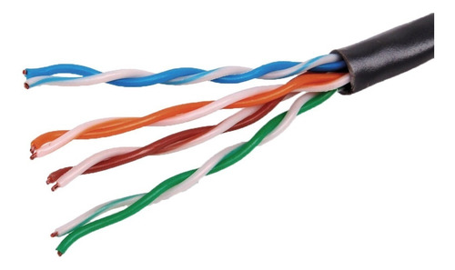 Cable Utp Cat E5 Exterior Rollo 100 Metros Camara Cctv Negro