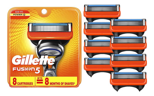 Pack De 8 Cartuchos Para Gillette Fusion 5 Power