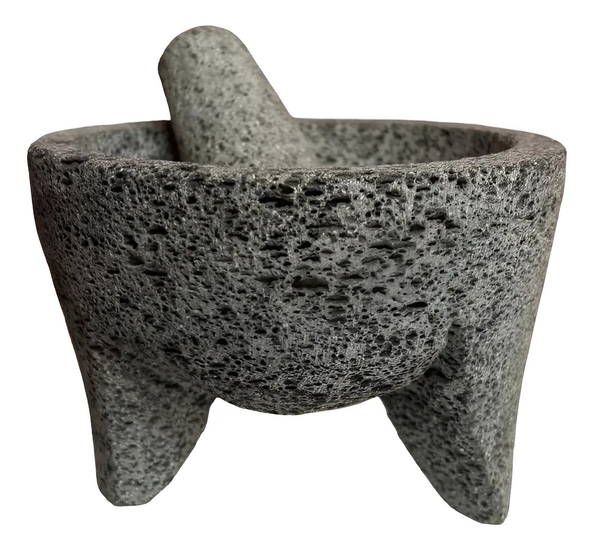 Molcajete Piedra Volcanica Artesanal 15cm Diametro Color Gris oscuro