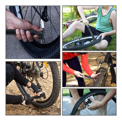 Wotow Bomba De Bicicleta Ciclismo 120 Psi, Bomba De Aire Portátil Ajuste Presta Y Schrader Con Kit De Reparación, Escofina, Baranda De Neumático, Pinchazos Sin Cola Para Bicicleta Montaña Carretera