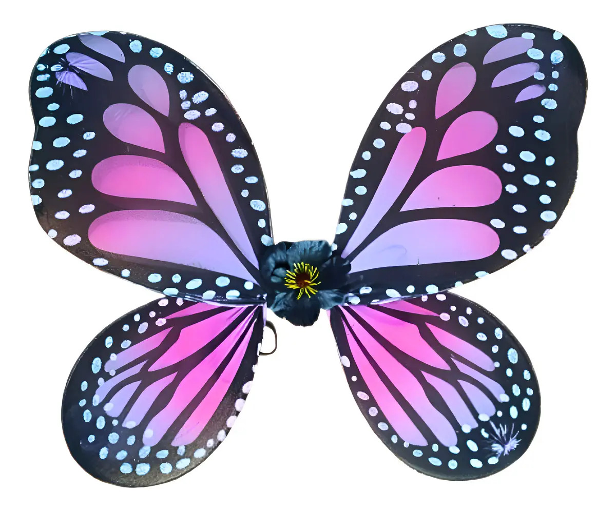 Asa Borboleta Monarca Kriart Preta C/ Roxo 40x30cm Festa Fantasia