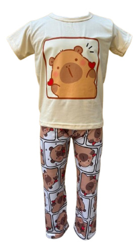 Pijama Infantil Capibara Playera Y Pantalón Niña Bebé