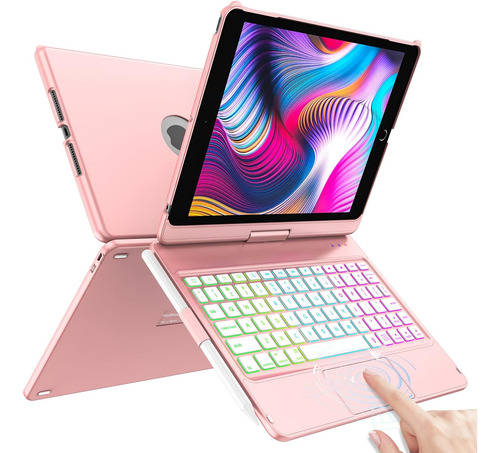 Funda Con Teclado Hotlife / Para iPad 10.2 /360°/rose