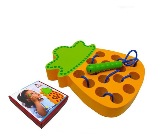 Didáctico Enhebrar Juguete Frutas Niños Montessori Juego