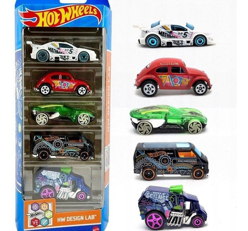 Hot Wheels Pack 5 Autos Hw Design Lab Escala 1:64