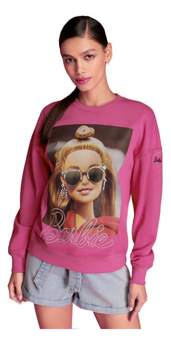 Sudadera Rosa Estampada Barbie St01 Original Para Mujer