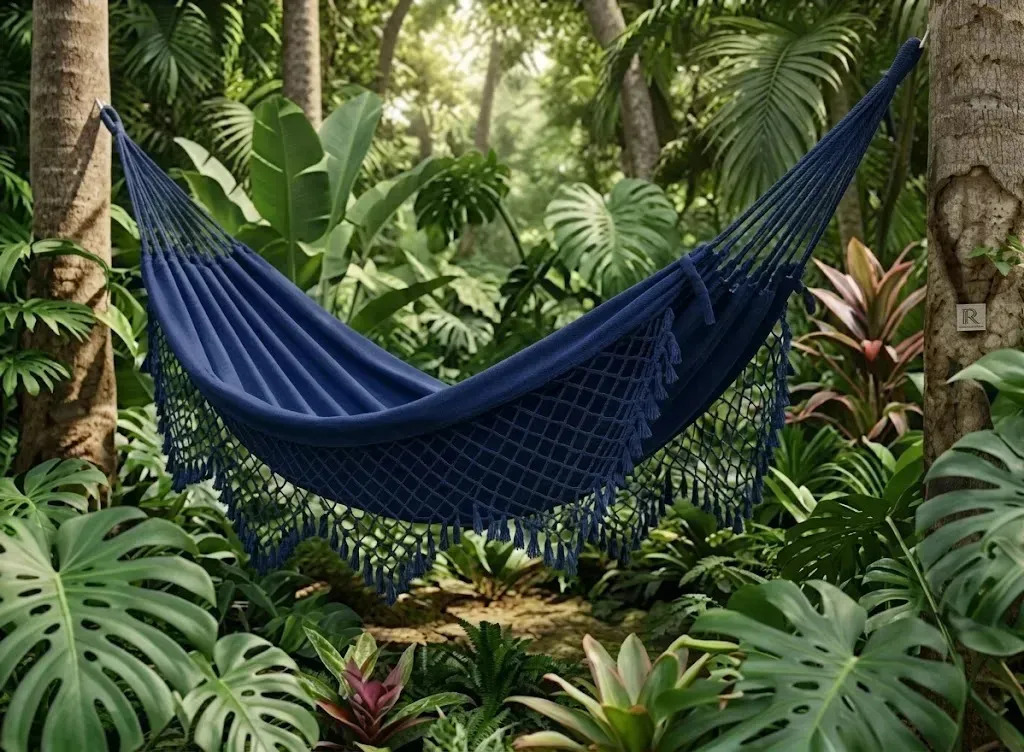Rede De Dormir Casal Mega Promocional E Alta Qualidade Cor Azul Marinho Mesclado Misto