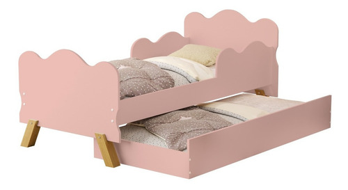 Mini Cama Com Auxiliar Sapateira Bicama Angel Nuvem Infantil Cor Rosa