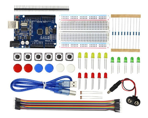 1 Juego De Paq Arduin Uno R3 Proto Jumpers Leds Resistore