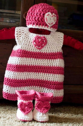 Vestido Tejido Crochet Ropa Conjunto Capullo Bebe Niña Niño