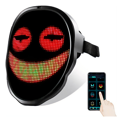 Máscara Led Personalizável Bluetooth Cosplay Dj - Virtua Fx Cor Preto