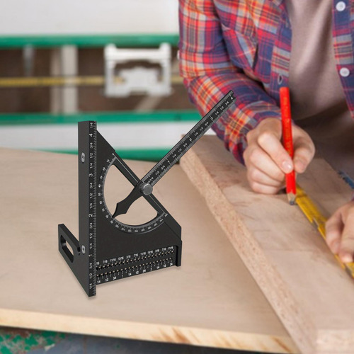 Regla Triangular Cuadrada, Multiángulo Ajustable, Negro