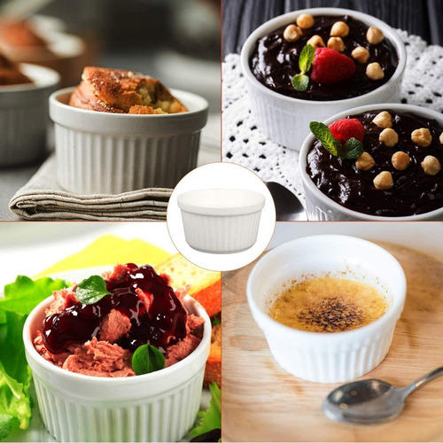 Imagen 8 de 10 de Pack 4 Ramekin Pocillo Blanco Para Horno 270ml