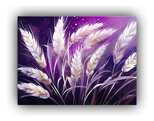 50x40cm Cuadro Decorativo Granos Trigo Morado Blanco Ambient