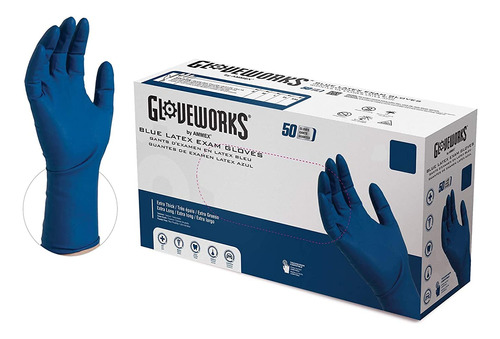Guantes De Látex Azules Gloveworks Hd Medical, Caja De 50,13