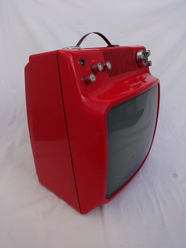 Antiguo Noblex Micro 14 Diseño Napoli Televisor Rojo Vintage