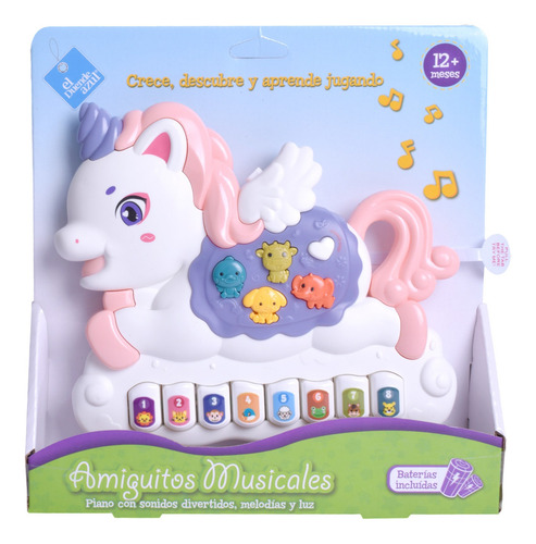 Piano Interactivo Didáctico Animales Con Luz Y Sonidos Color Unicornio Rosa