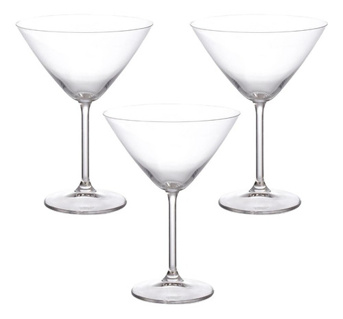Taza Martini de cristal bohemio de 280 ml con color titanio transparente, 3 unidades